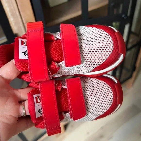 Adidas x LEGOS sneakers toddler boy red Velcro straps adjustable shoes sport pro - Picture 7 of 7